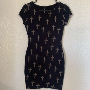 Forever21 Cross Printed Fitted Dress